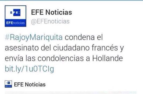 EFE publica en Twitter #RajoyMariquita